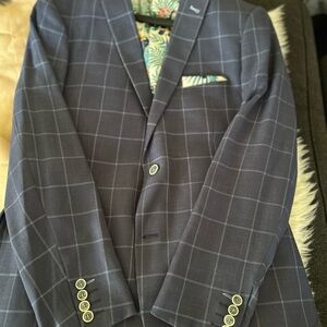 Paisley & Gray Dark Blue Windowpane Blazer